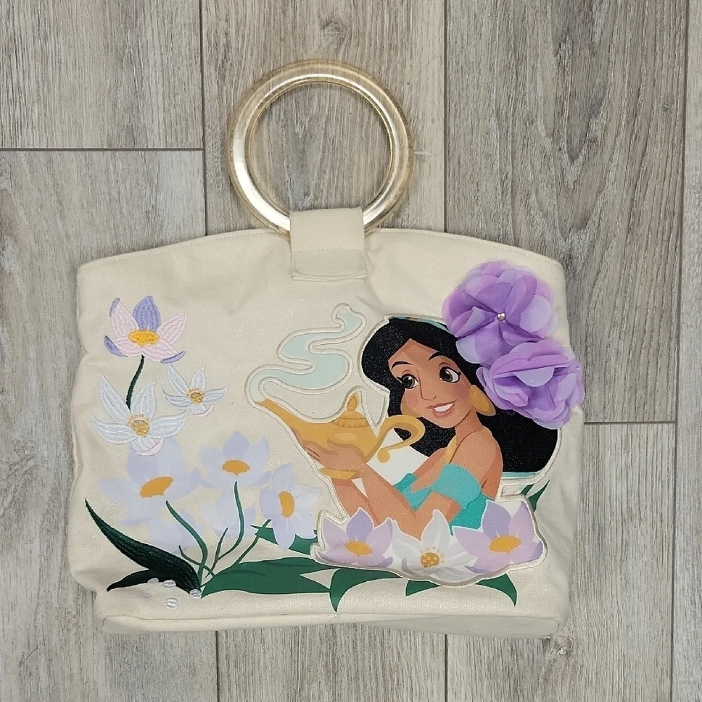 Disney Jasmine Floral Tote Bag - Cream and Purple
